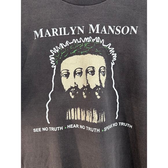 Marilyn Manson Believe Vintage Reprint Single Stitch T-shirt Giant Tag - Picture 3 of 6
